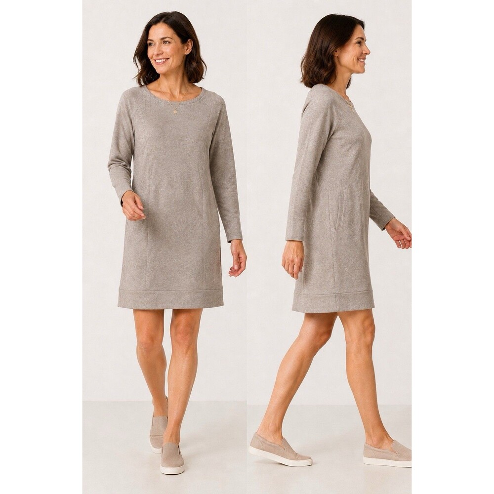 Pure Jill J.Jill Women’s Small Taupe Long Sleeve Tunic Dress Pockets